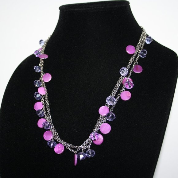 Beautiful silver purple and blue charm necklace 20